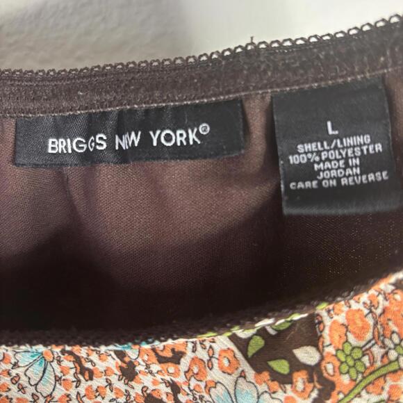 Y2K Briggs New York Women's Sz L Brown Chiffon Floral Skirt(1970) - Picture 6 of 6